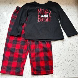 3/$12 Adaptive Merry & Bright Buffalo Plaid Pajamas size 2T